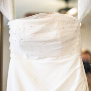 Lulus Profound Glamour Ivory Pearl Off-the-Shoulder Tulip Maxi Dress